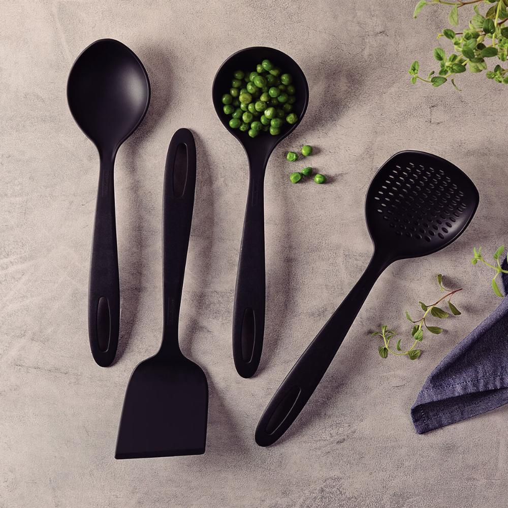 Utensílios de Cozinha Concha Colher Espátula Nylon Tramontina Preto Ability 4 Peças