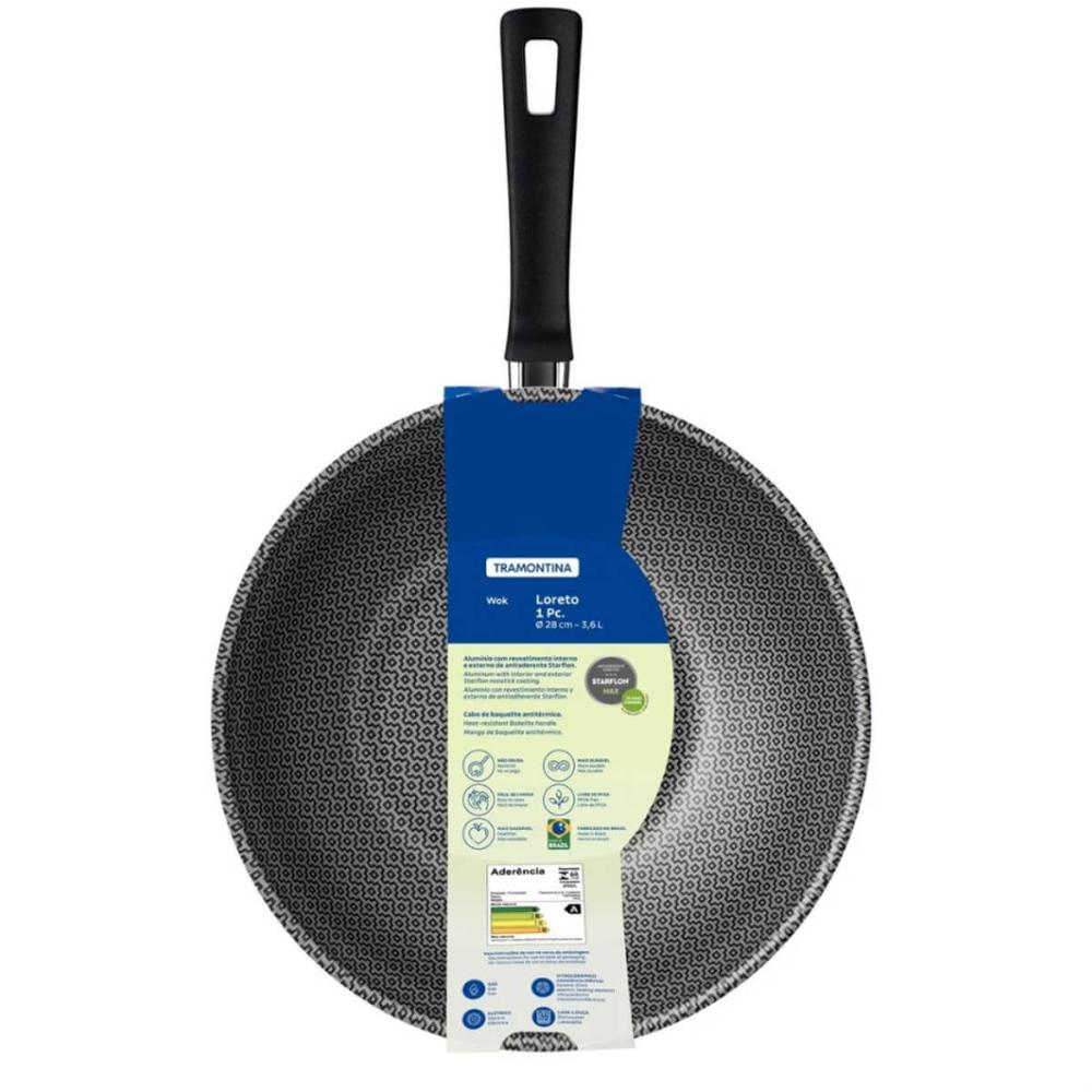 Wok Tramontina Loreto Antiaderente Starflon Max Vermelho 28cm 3,6l em Alumínio com Revestimento Interno e Externo