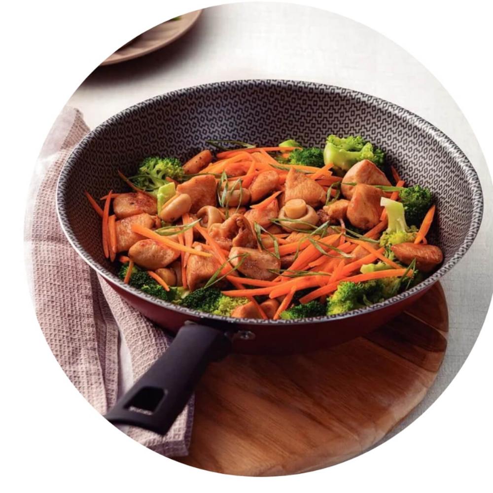 Wok Tramontina Loreto Antiaderente Starflon Max Vermelho 28cm 3,6l em Alumínio com Revestimento Interno e Externo