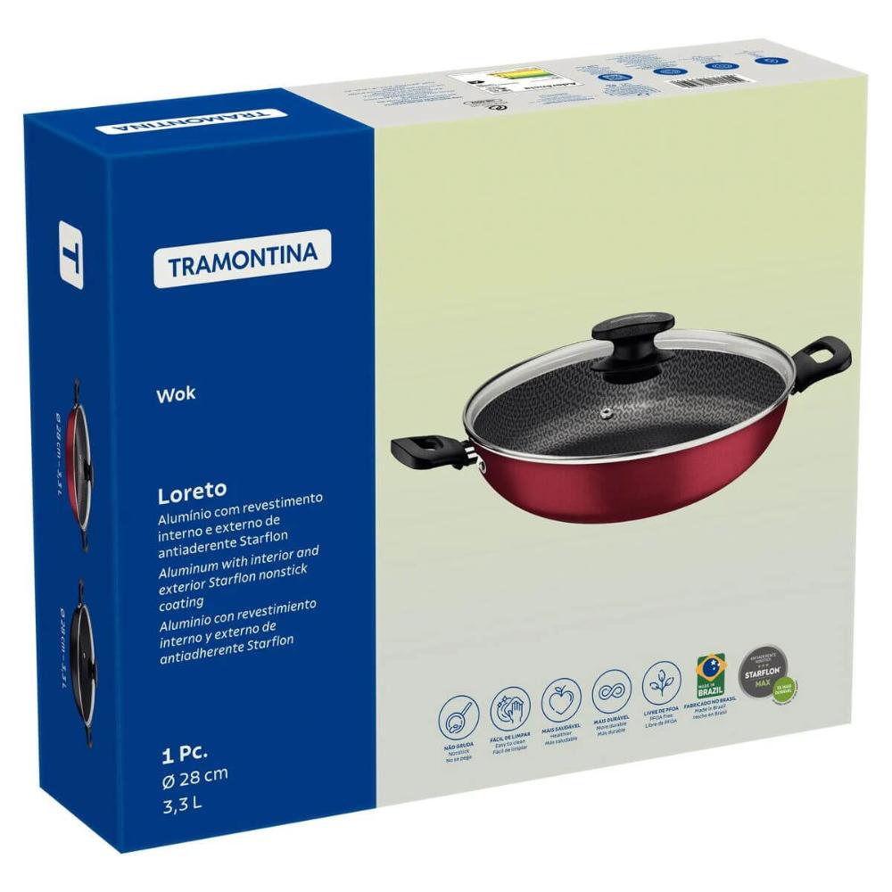 Wok em Alumínio 28cm Tramontina Loreto Antiaderente Panela c