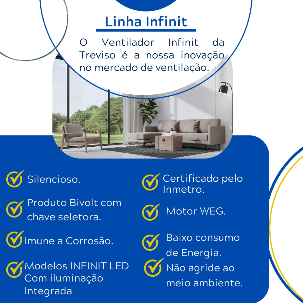 Ventilador de Teto Treviso Infinit Cromado Controle Remoto