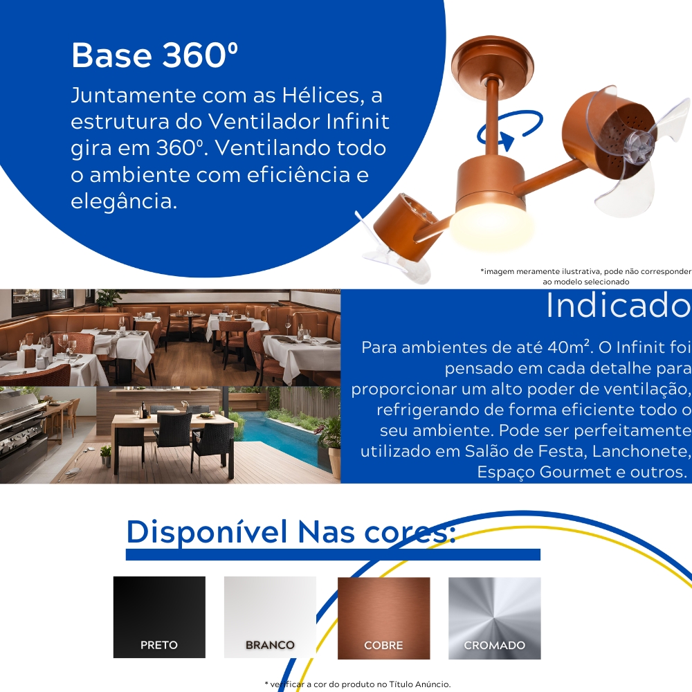 Ventilador de Teto Treviso Infinit Cromado Controle Remoto