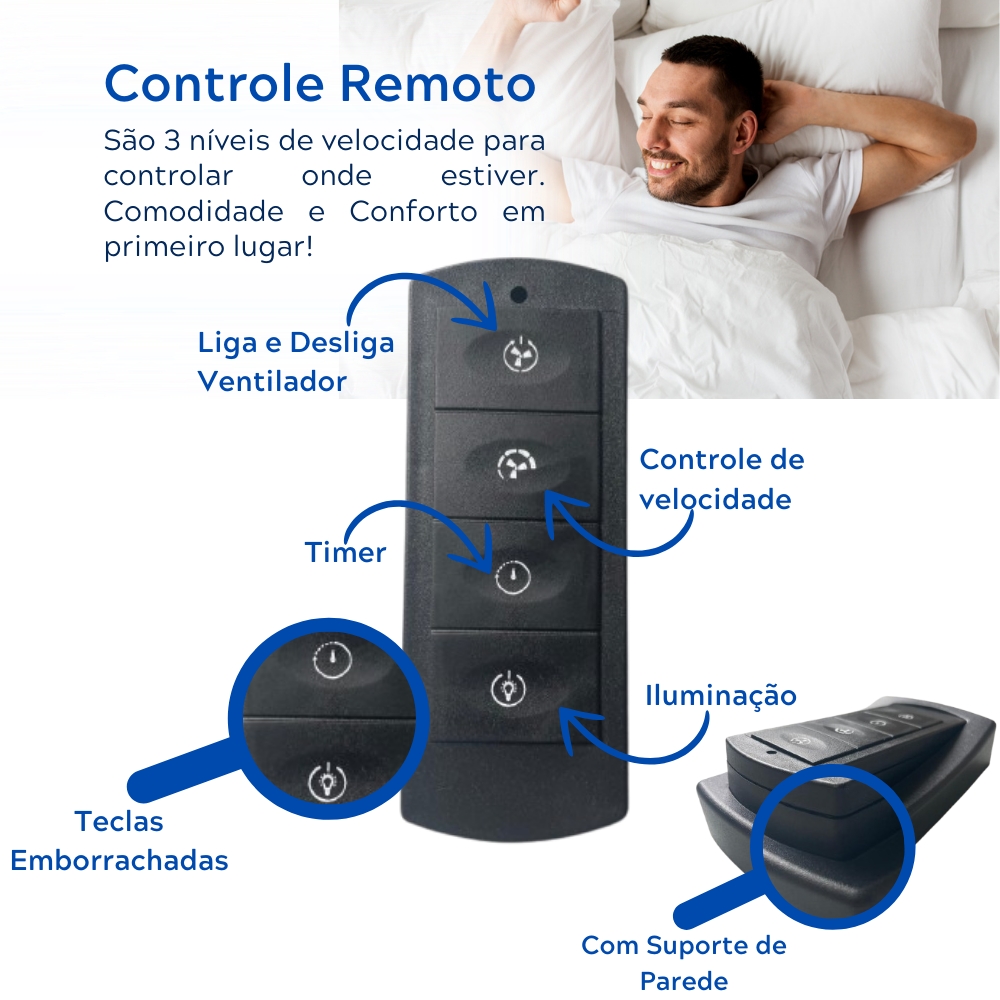 Ventilador de Teto Treviso Infinit Cromado Controle Remoto