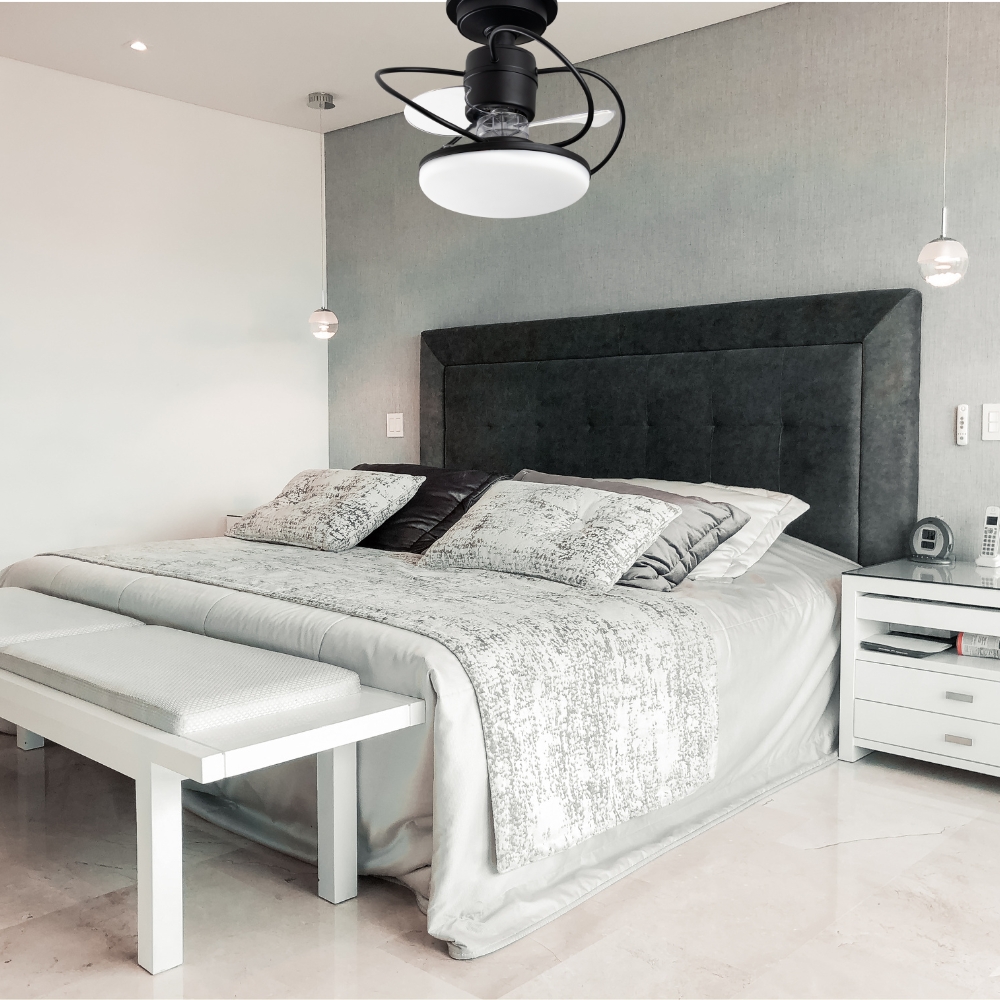 Ventilador de Teto Treviso Preto Fosco Elegance LED Bivolt