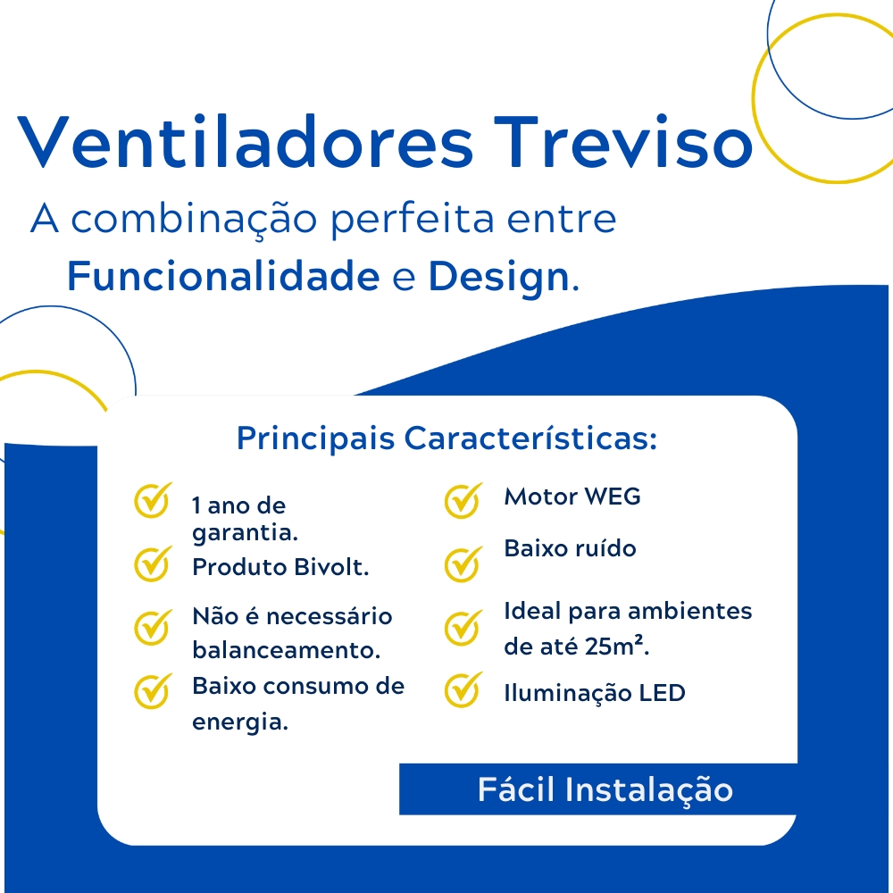 Ventilador de Teto Treviso Preto Fosco Elegance LED Bivolt