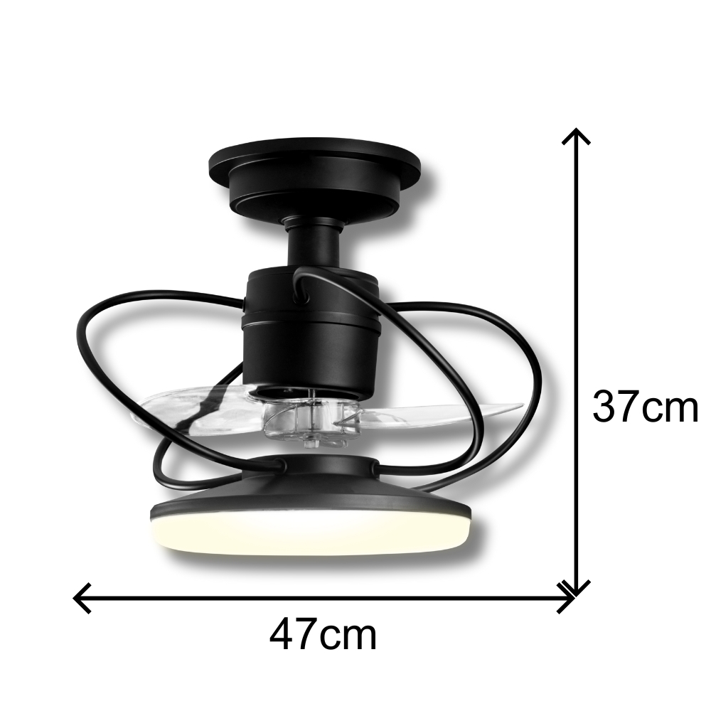 Ventilador de Teto Treviso Preto Fosco Elegance LED Ctrl Rem
