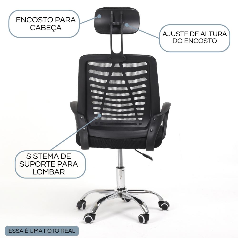 Cadeira de Escritório Giratória OC6200 Trevisul com Encosto Preta