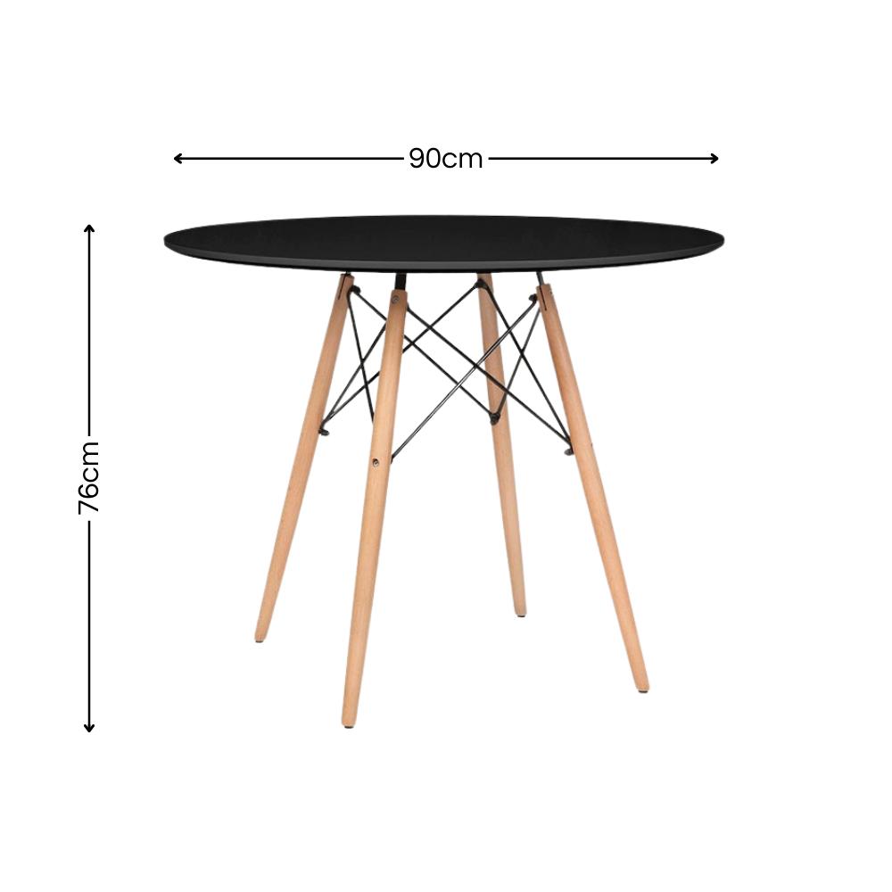 Conjunto Mesa 90cm + 4 Cadeiras Charles Eames Eiffel Trevisul - Preto
