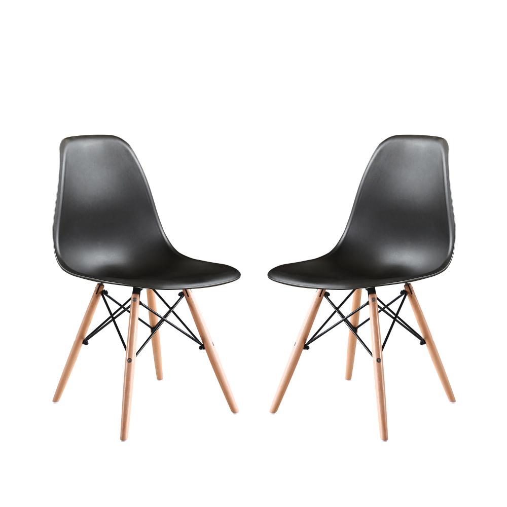 Kit de 2 Cadeiras Eames Charles Eiffel Trevisul - Preto