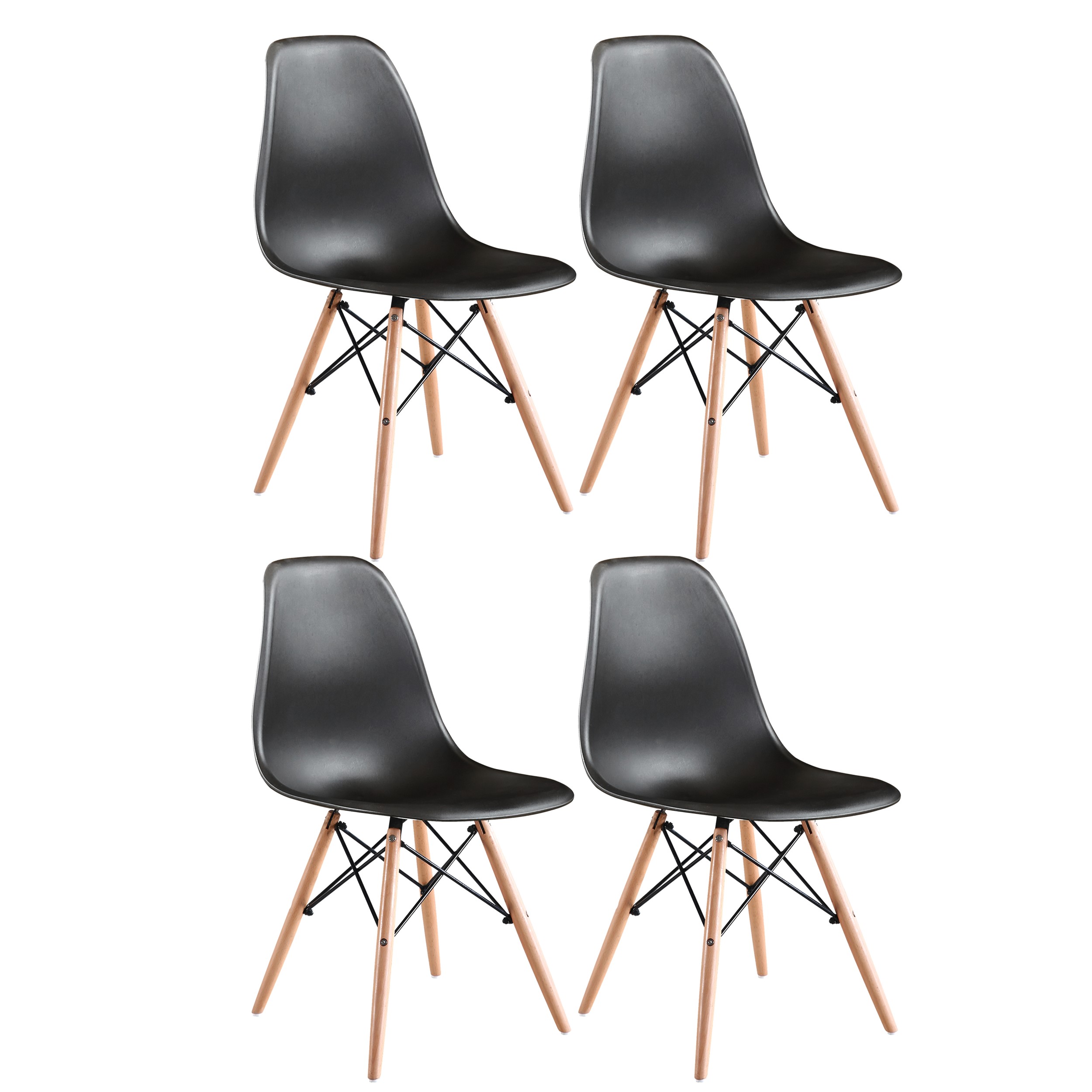Kit de 4 Cadeiras Eames Charles Eiffel Trevisul - Preto