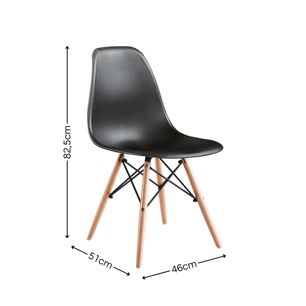 Kit de 4 Cadeiras Eames Charles Eiffel Trevisul - Preto