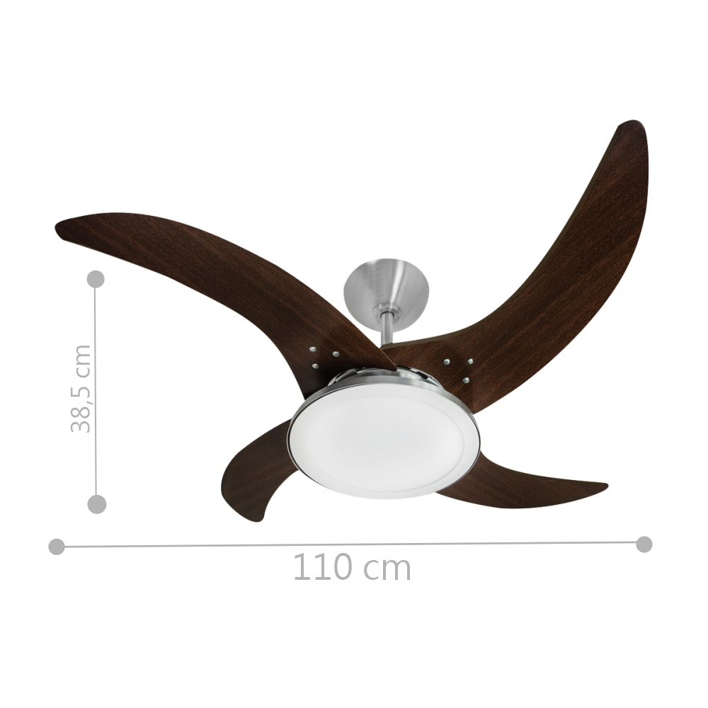 Ventilador LED Carvalho Tabaco 4 Pás 220V e Controle Remoto