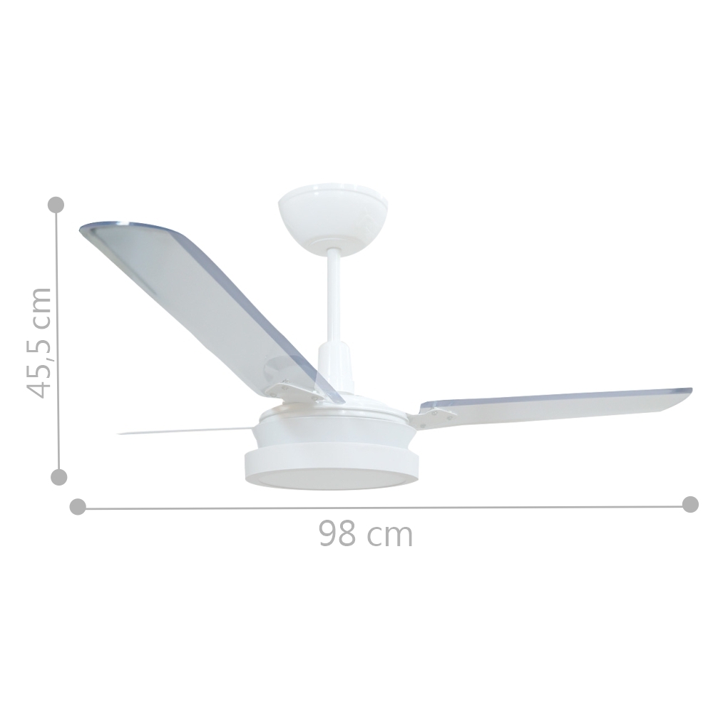 Ventilador Led Breeze Branco 220V 3 Pás Transparentes e Controle Remoto