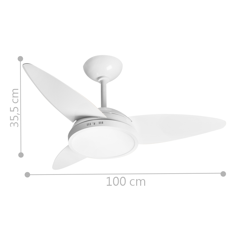 Ventilador Luz LED Kan Branco 220V 3 Pás e Controle Remoto