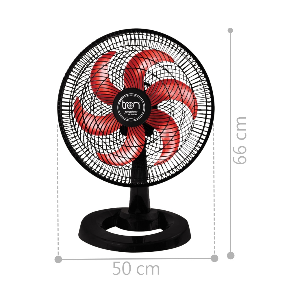 Ventilador Médio Maggie Preto Oscilante 127V Pás Vermelha