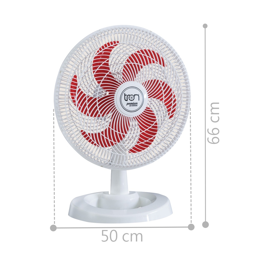 Ventilador Mesa Lorena Branco Oscilante 127V Pás Vermelha