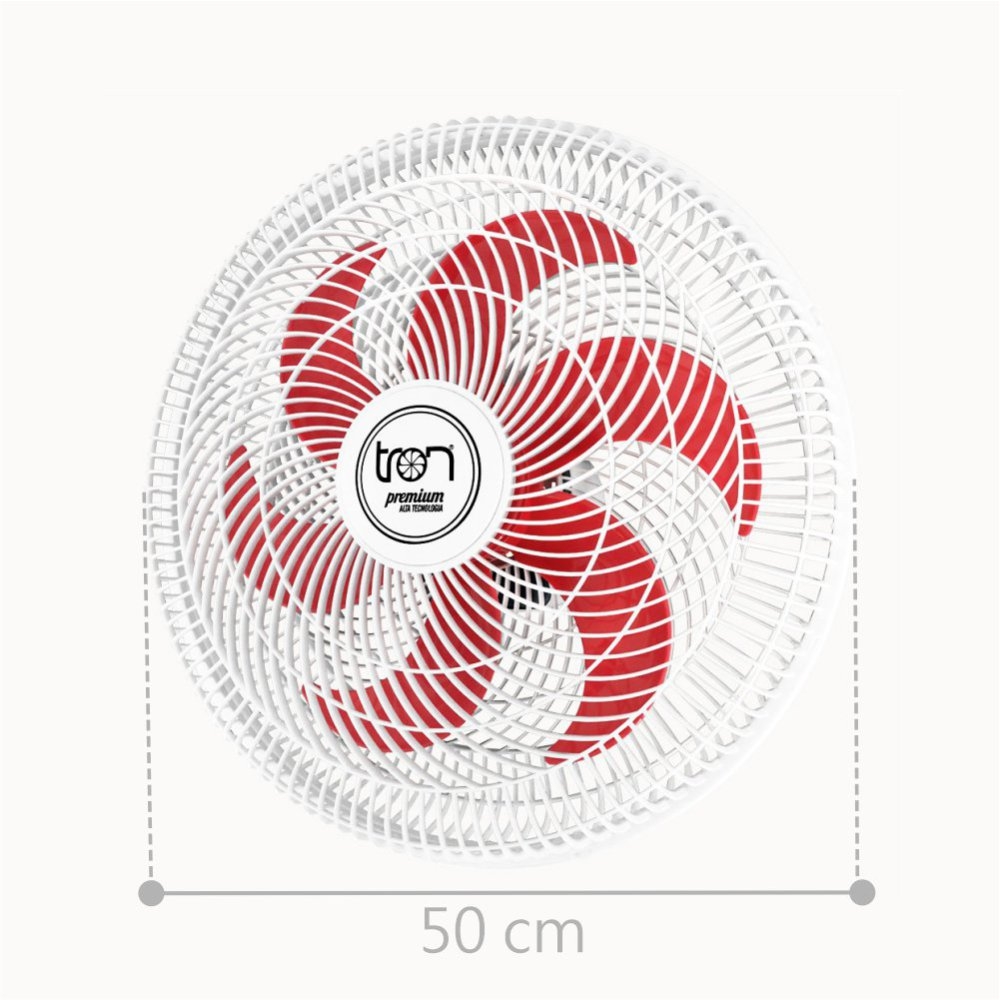 Ventilador Parede Lorena Branco Oscilante 220V Pás Vermelho