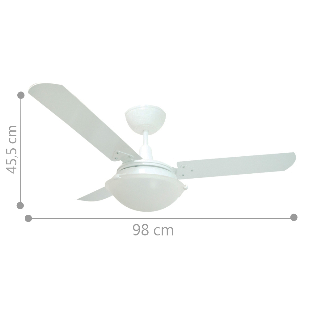 Ventilador Unions Branco 220V 3 Pás Branca e Controle