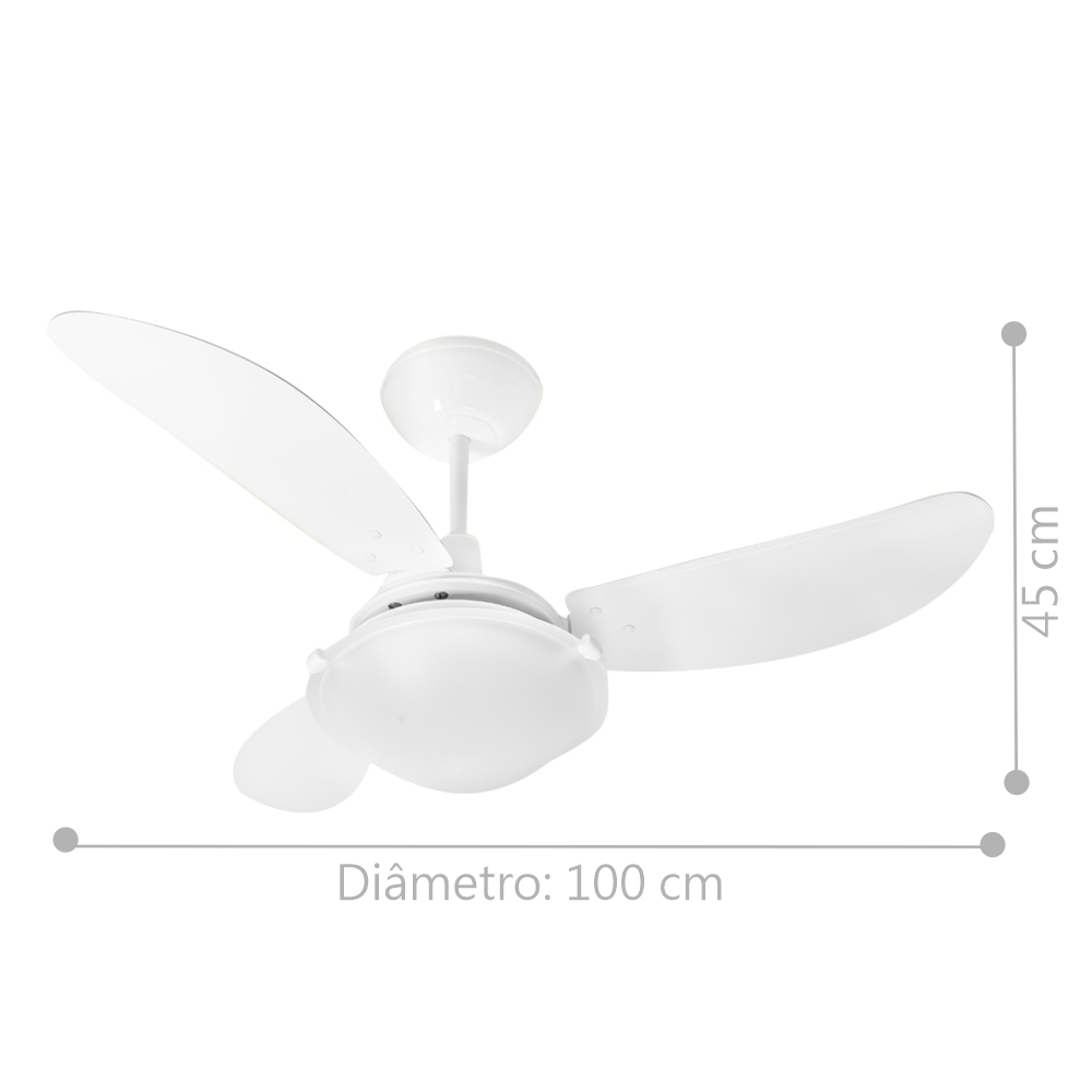 Ventilador Veneza 3 Pás 220V Branco e Controle