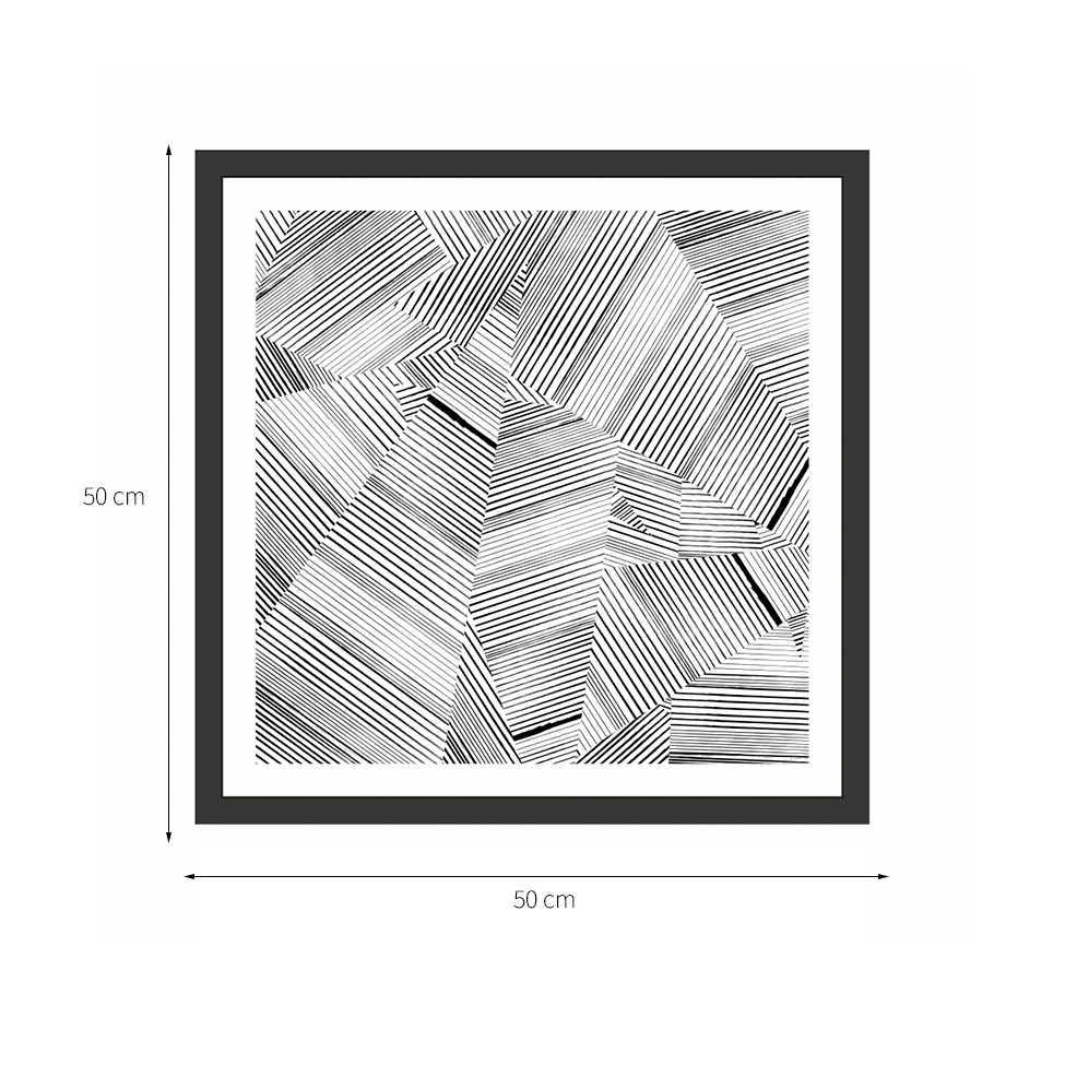 Quadro Decorativo com Moldura Abstrato III Preto