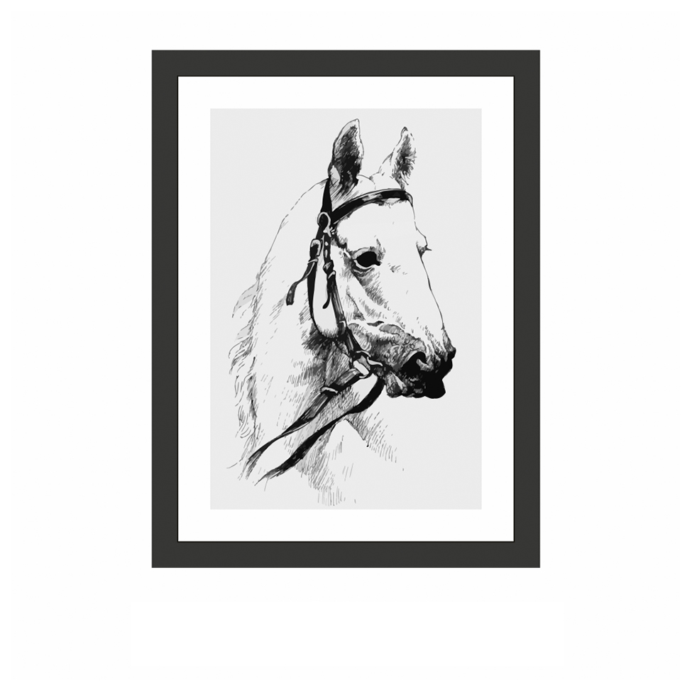 Quadro Decorativo com Moldura Cavalo I Preto