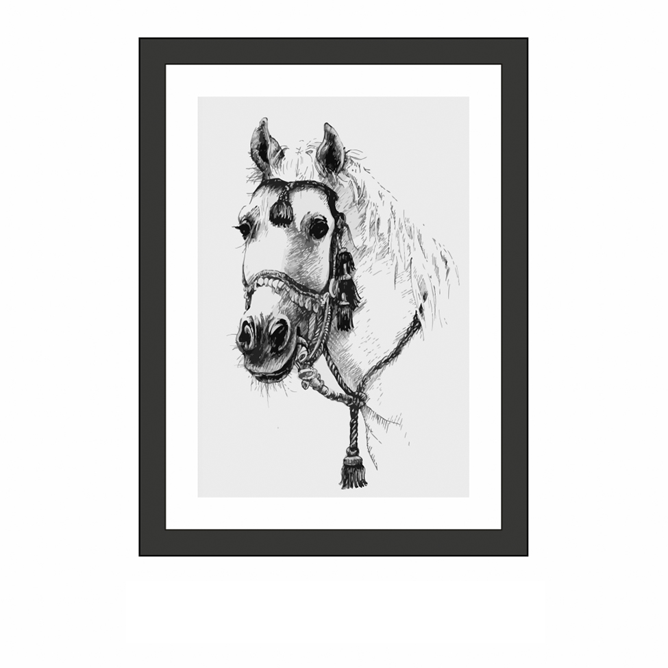 Quadro Decorativo com Moldura Cavalo II Preto