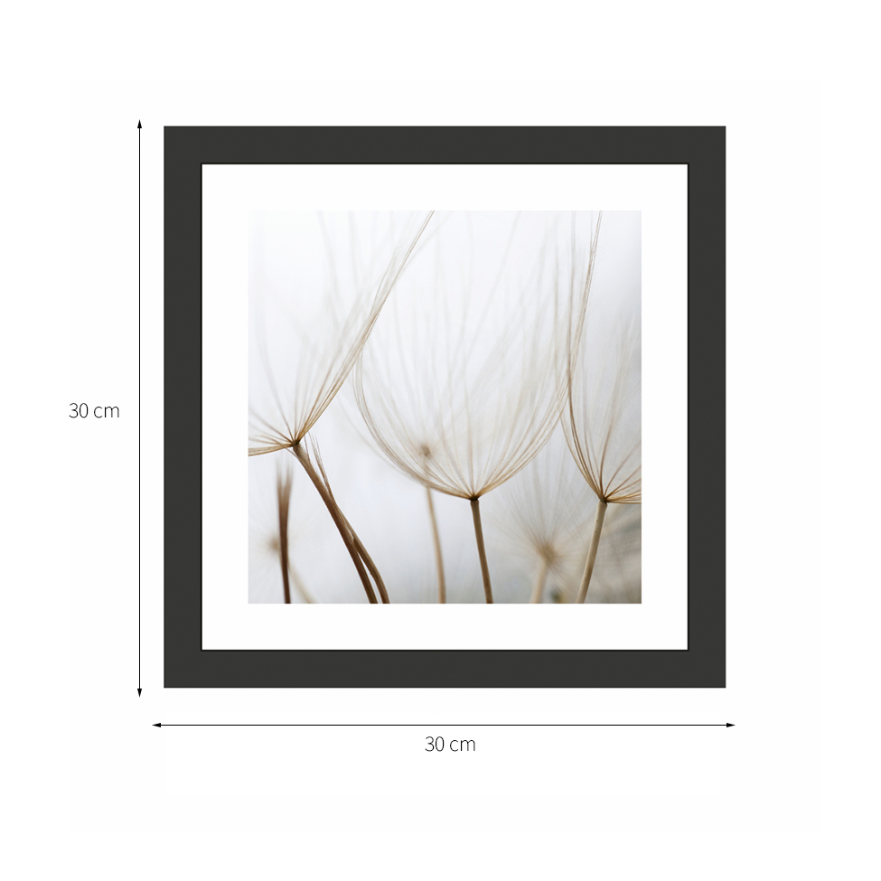 Quadro Decorativo com Moldura Floral III Preto 30x30 cm