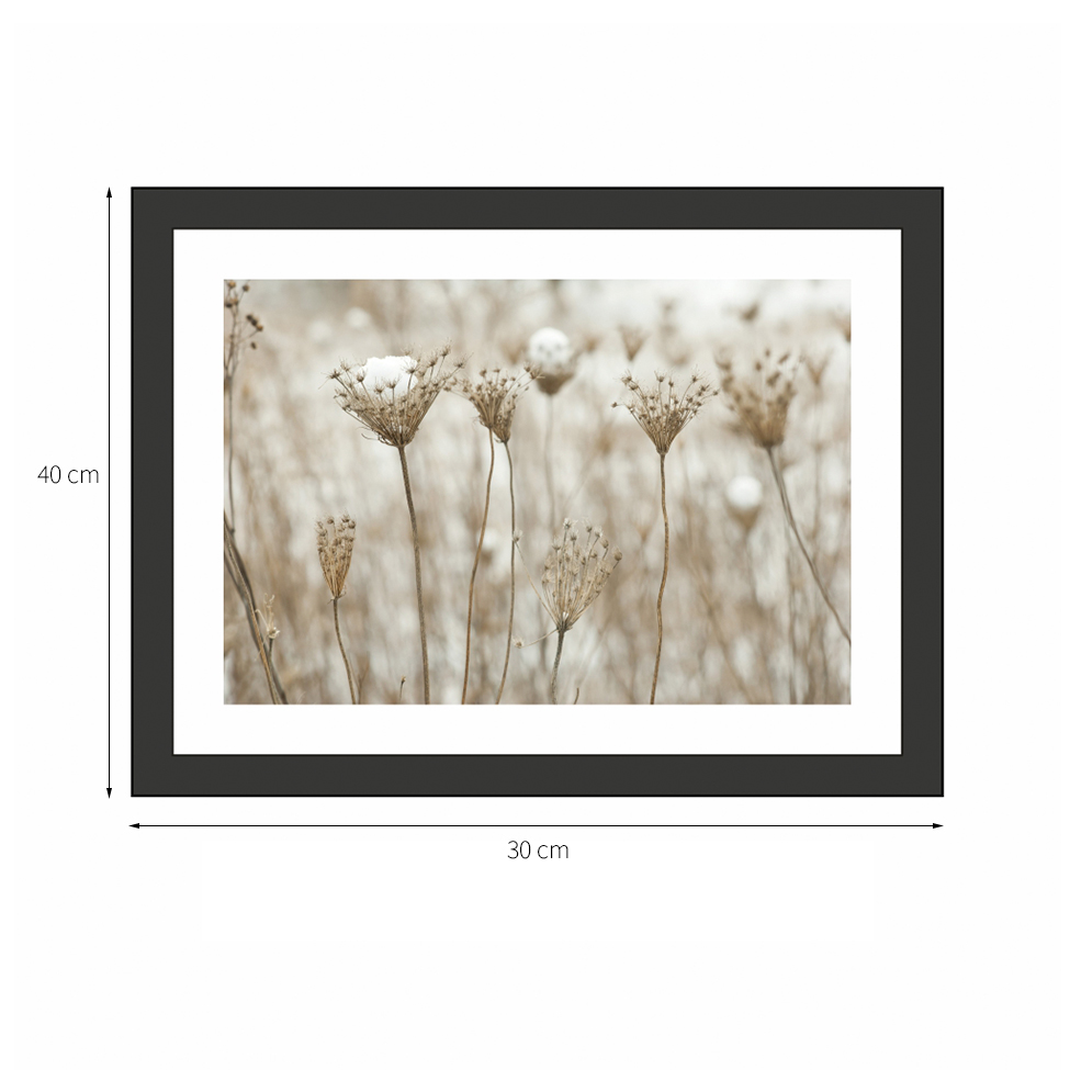 Quadro Decorativo com Moldura Floral Preto 40x30 cm
