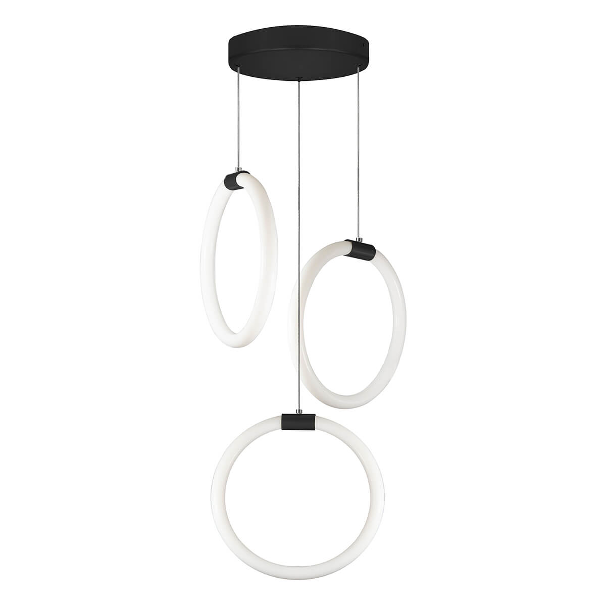 Lustre 3 pendente Circular AURA 25cm - PRETO - LED 45w 6000k