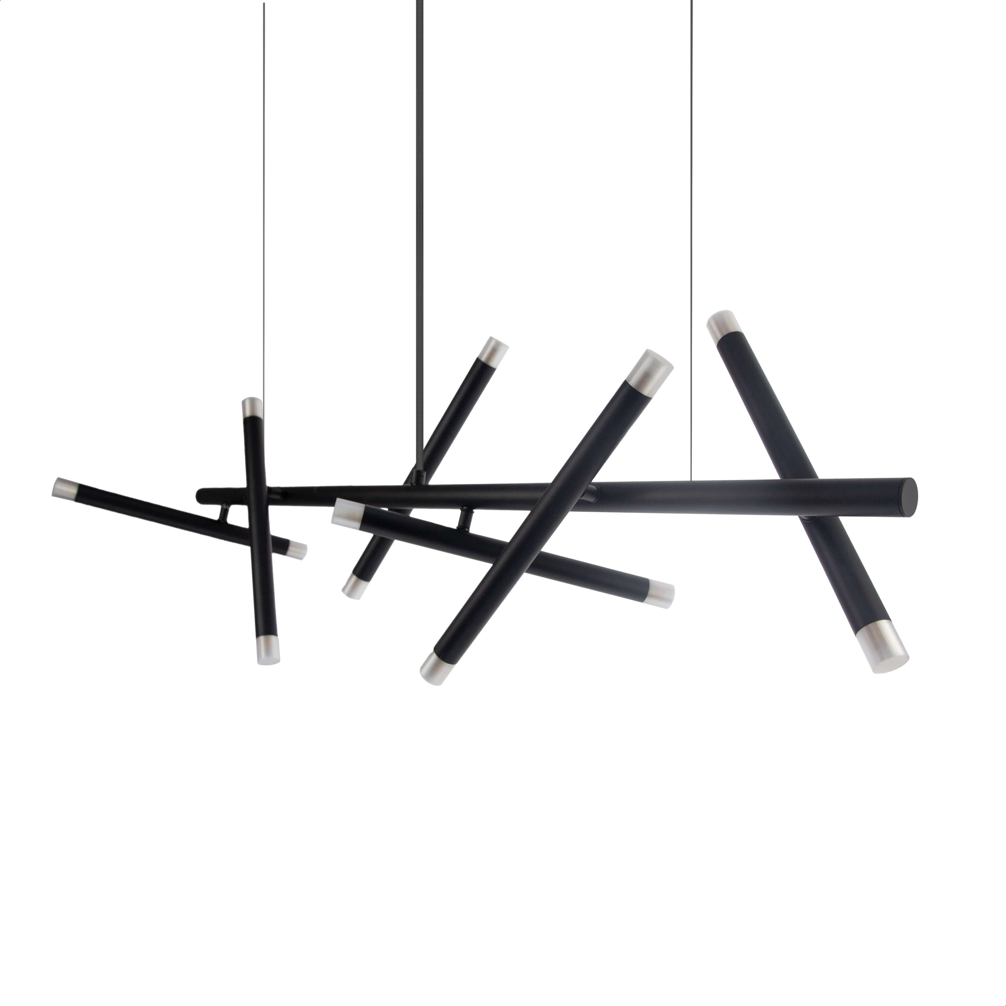 Lustre Grande Slim Moderno Billy PRETA + 12 LED G9 de 5W