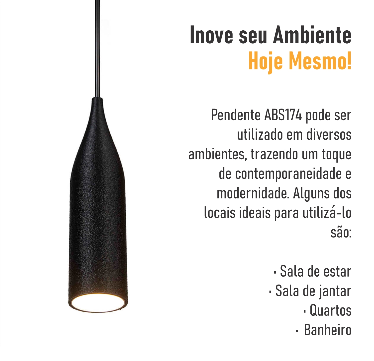 Lustre Pendente Decorativo Design 3D - ABS174 - PRETO + LED