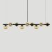 Lustre Pendente Figo Preto 1,5M - 9 Globos Esfera de Vidro Âmbar