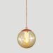 Pendente BRONZE C/ Globo de Vidro AMBAR de 14cm + LED 2W
