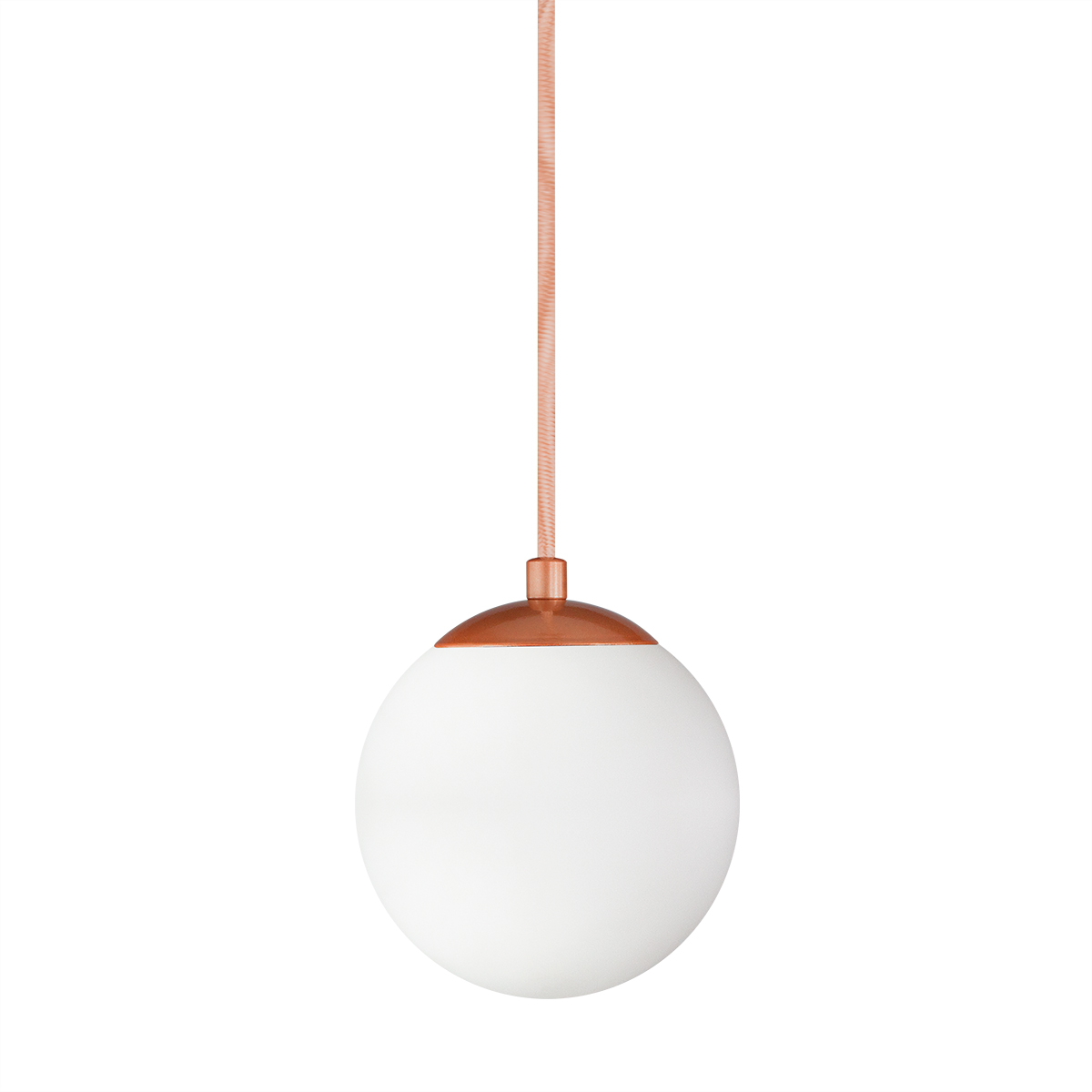Pendente BRONZE C/ Globo de Vidro BRANCO de 14cm + LED 2W