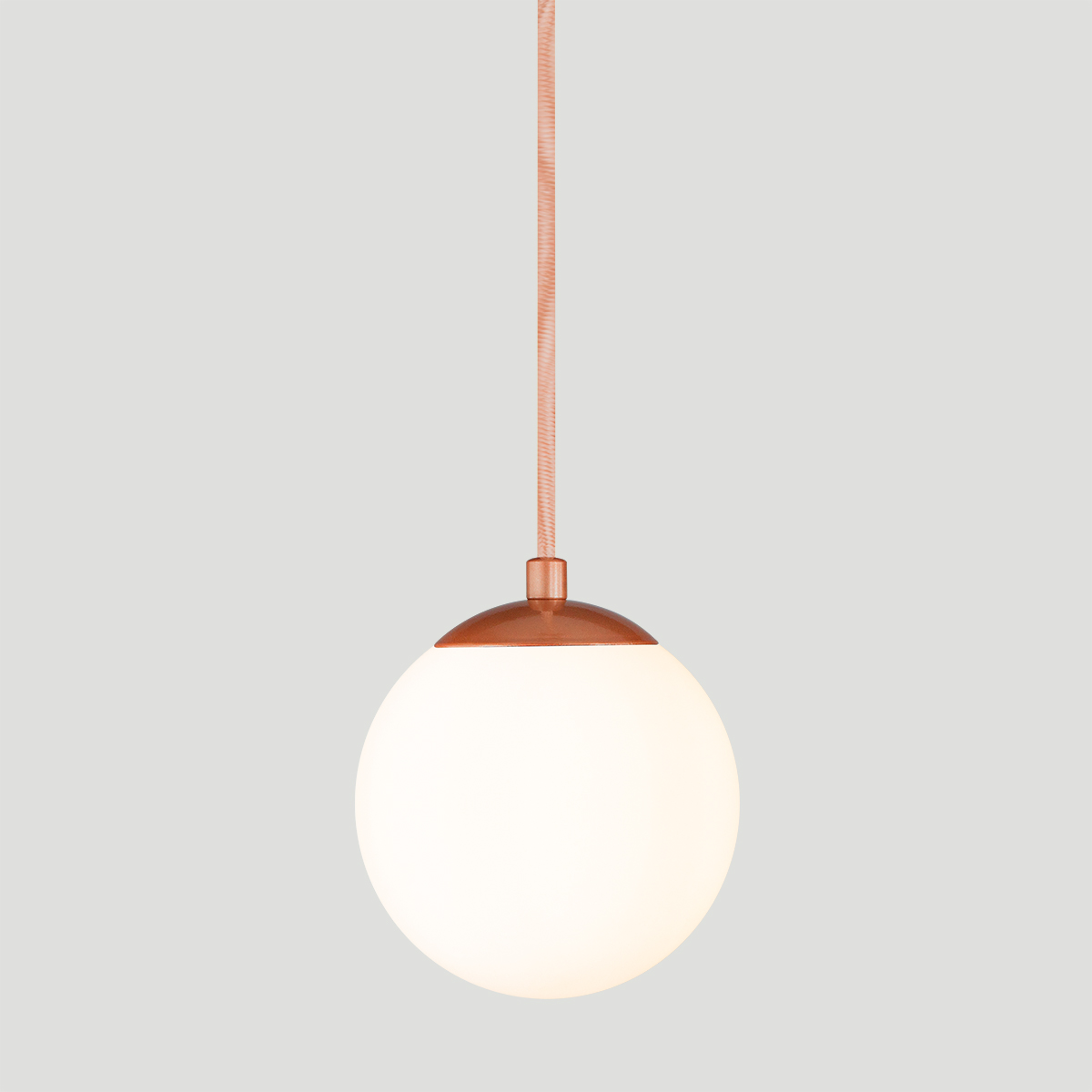Pendente BRONZE C/ Globo de Vidro BRANCO de 14cm + LED 2W