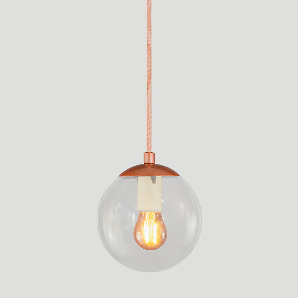 Pendente BRONZE C/ Globo de Vidro CRISTAL de 14cm + LED 2W