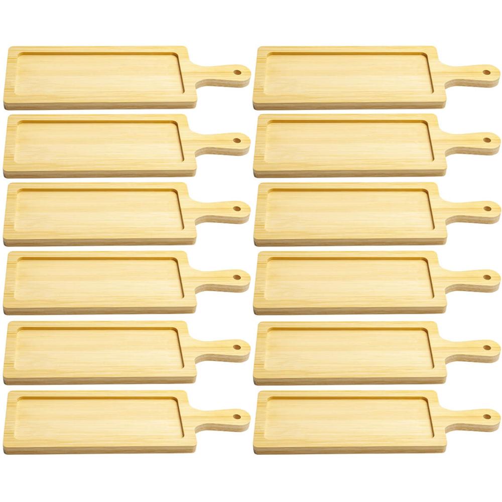 12 Petisqueiras de Bambu para Restaurante 24x8cm Retangular Tábua para Servir Petiscos Uz