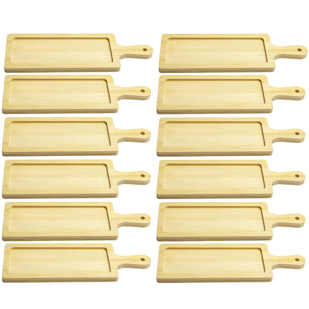 12 Tábuas de Bambu 24x8cm Petisqueira Retangular Travessa Se