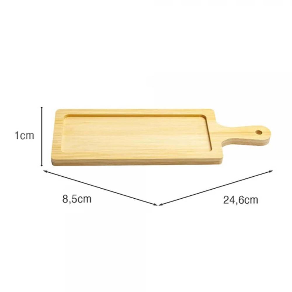 12 Tábuas de Bambu 24x8cm Petisqueira Retangular Travessa Se
