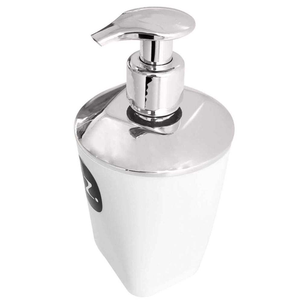2 Porta Sabonete Líquido Plástico UZ Brancos 400ml Sabonetei