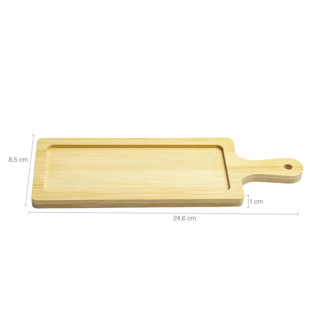 8 Travessas de Bambu 24x8cm cada Bandeja Retangular Pequena