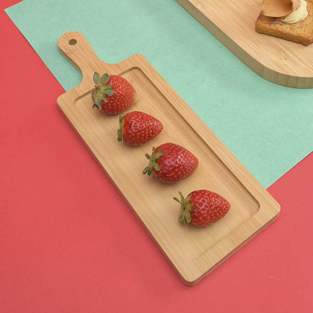 8 Travessas de Bambu 24x8cm cada Bandeja Retangular Pequena