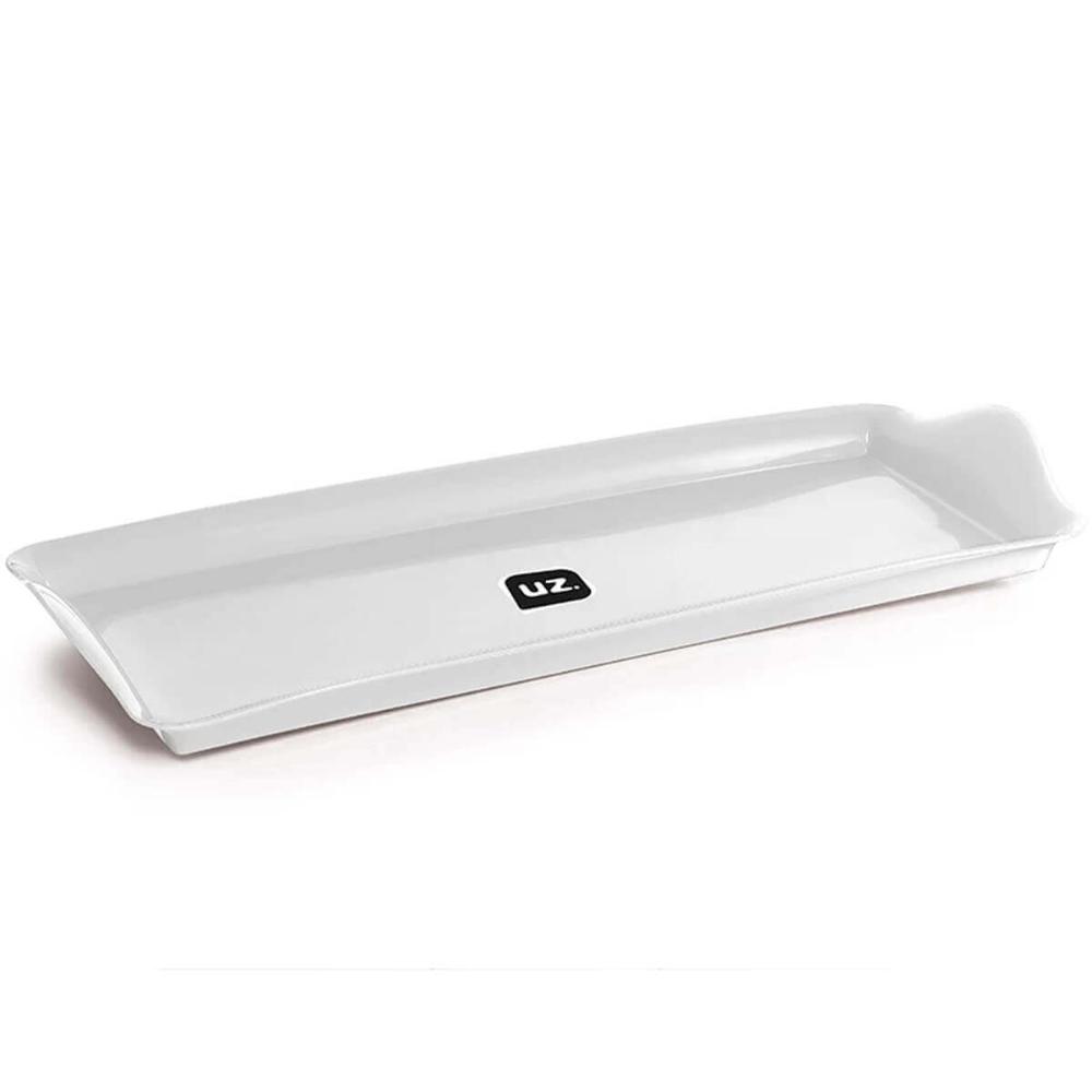 Bandeja de Plástico Retangular Branco Decorativa 38x16cm Uz