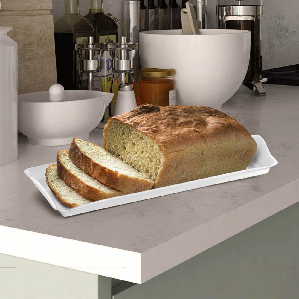 Bandeja de Plástico Retangular Branco Decorativa 38x16cm Uz
