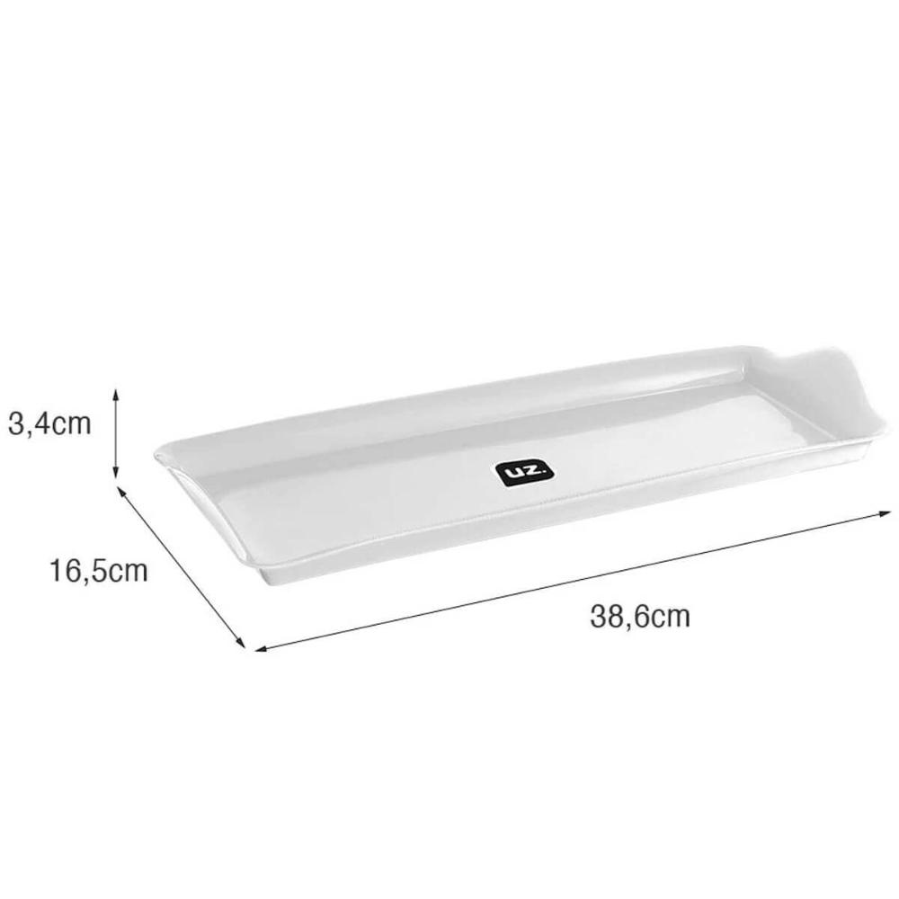 Bandeja de Plástico Retangular Branco Decorativa 38x16cm Uz