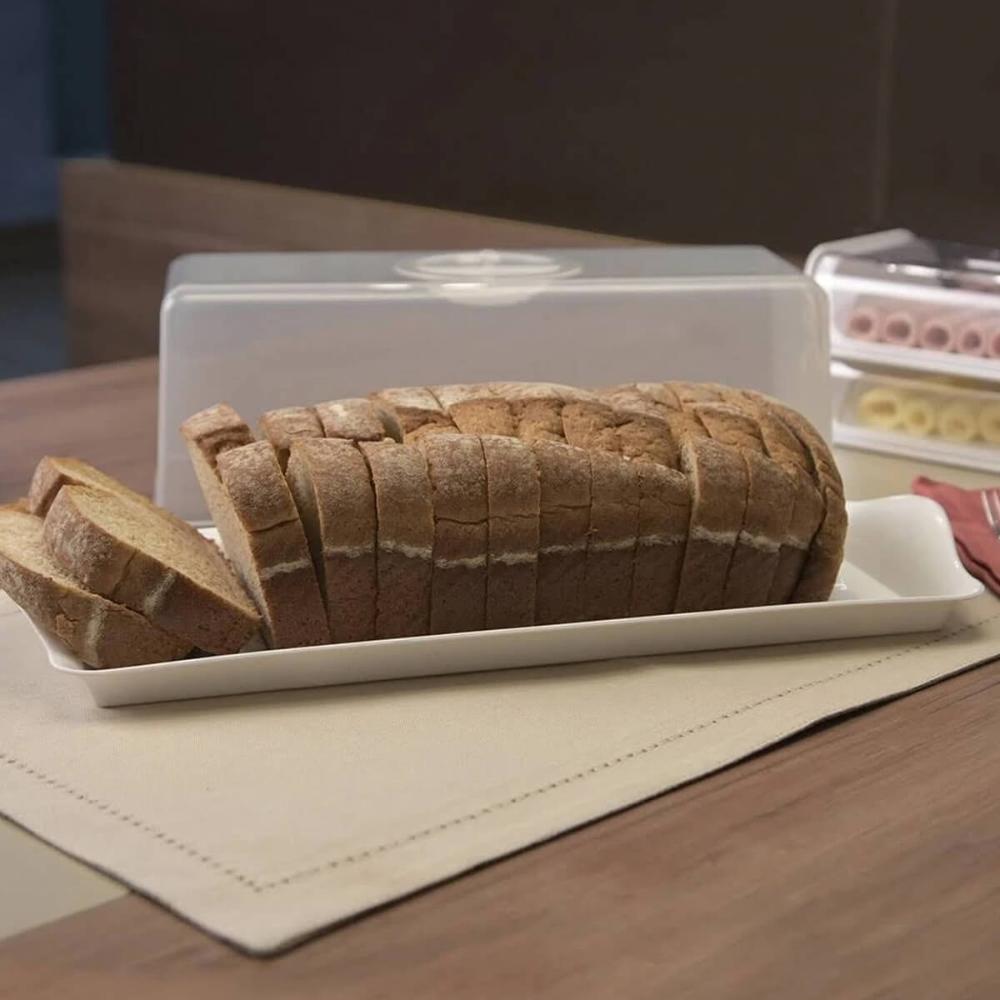 Bandeja de Plástico Retangular Branco Decorativa 38x16cm Uz