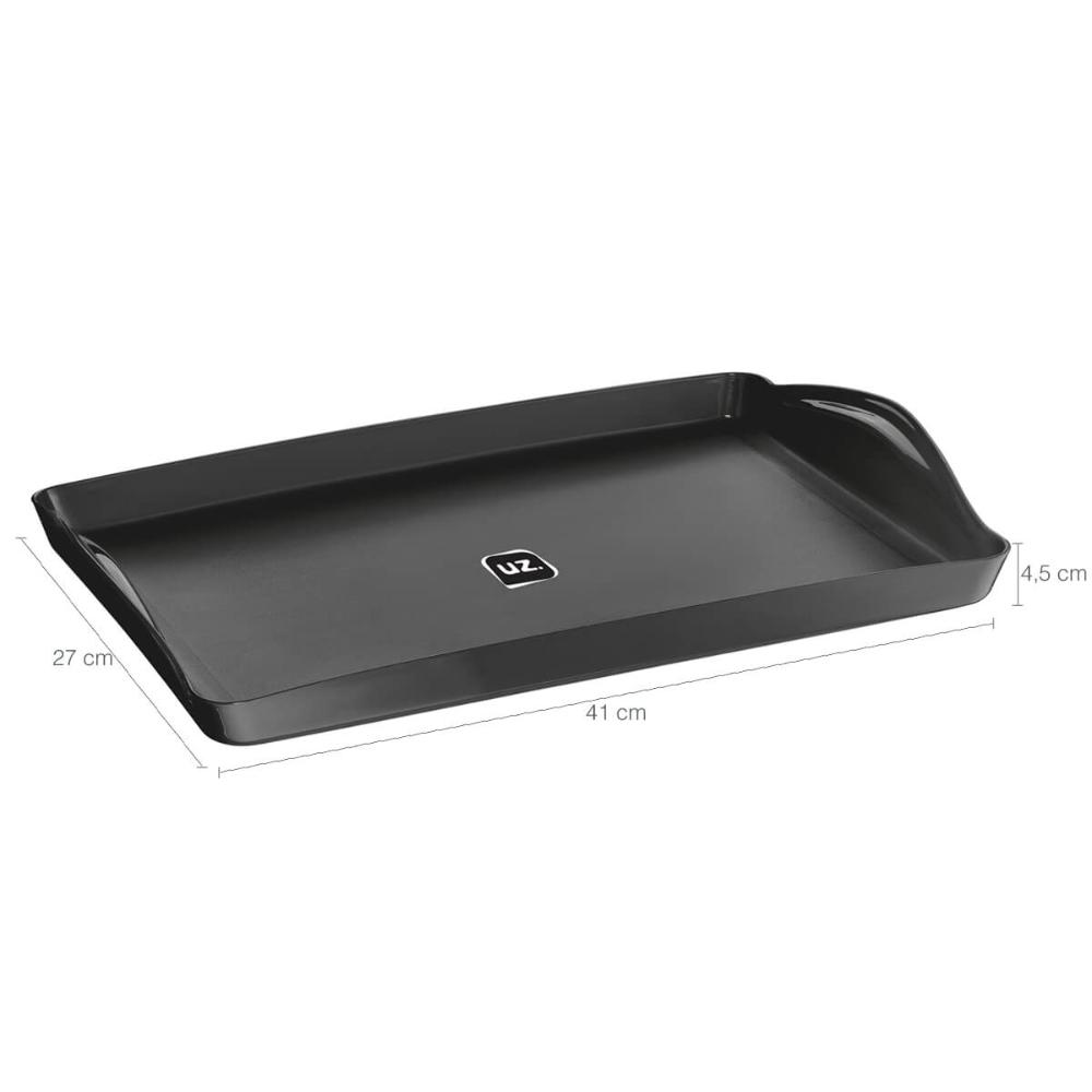 Bandeja para Servir de Plástico Plus UZ Retangular Preta Caf