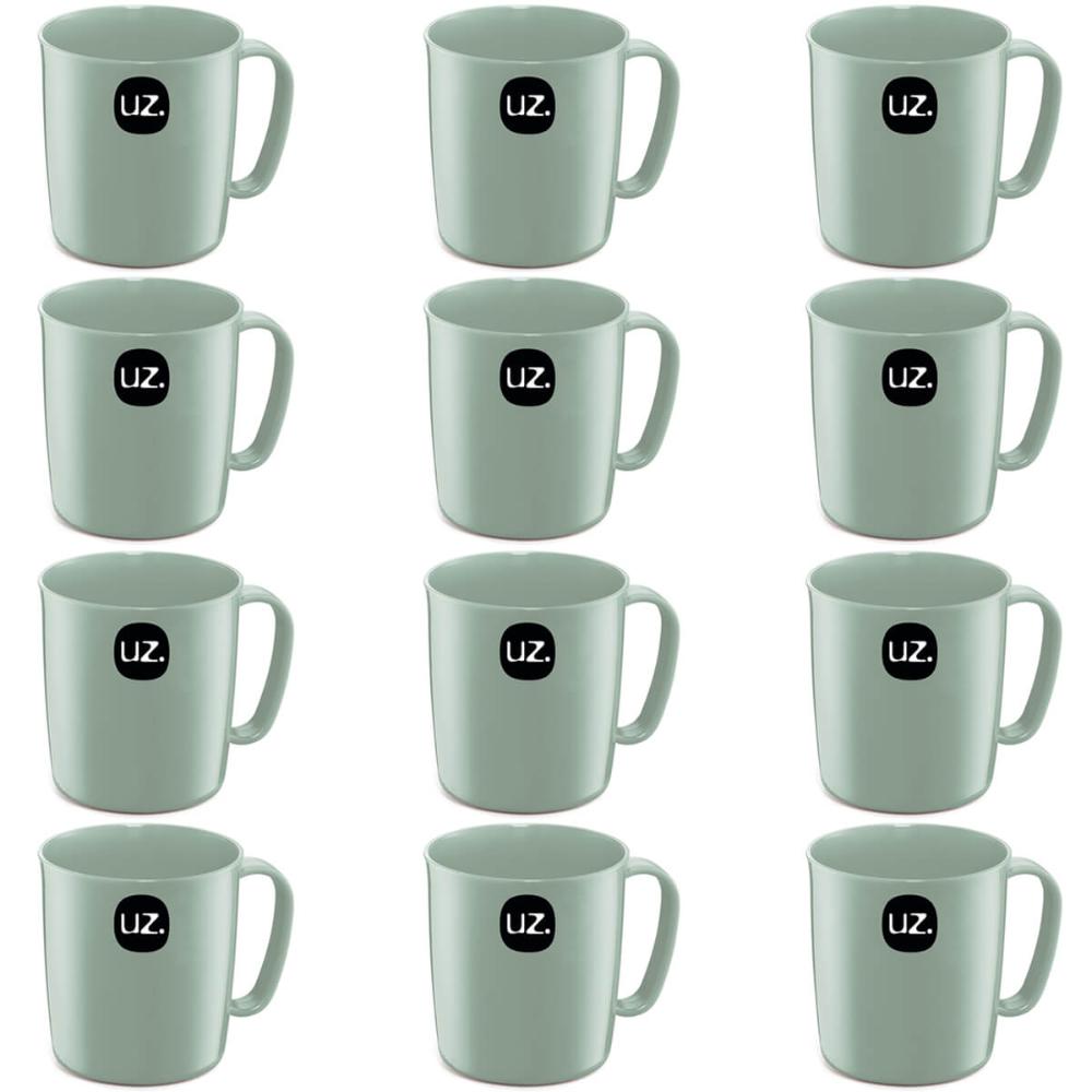 Conjunto 12 Canecas Escolares de Plástico 400ml UZ Verde Men