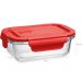 Conjunto 4 Potes Herméticos de Vidro Borossilicato Retangulares Vermelho UZ Marmitas