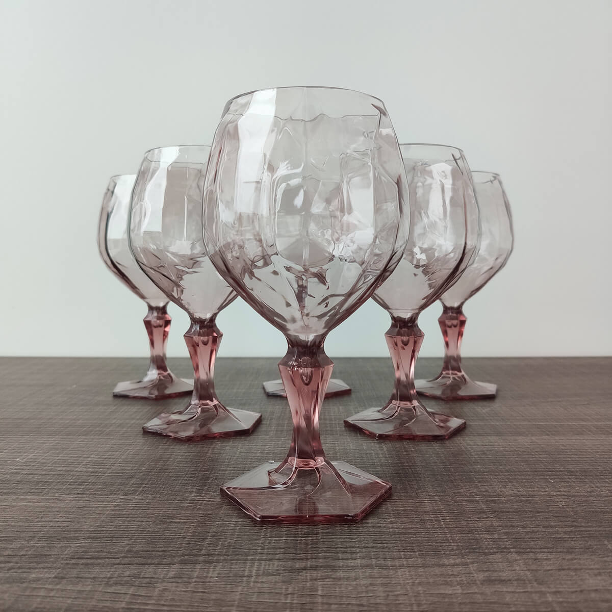 Conjunto 6 Taça Para Água Suco 350ml Plástico UZ Tango Transparente Rosa